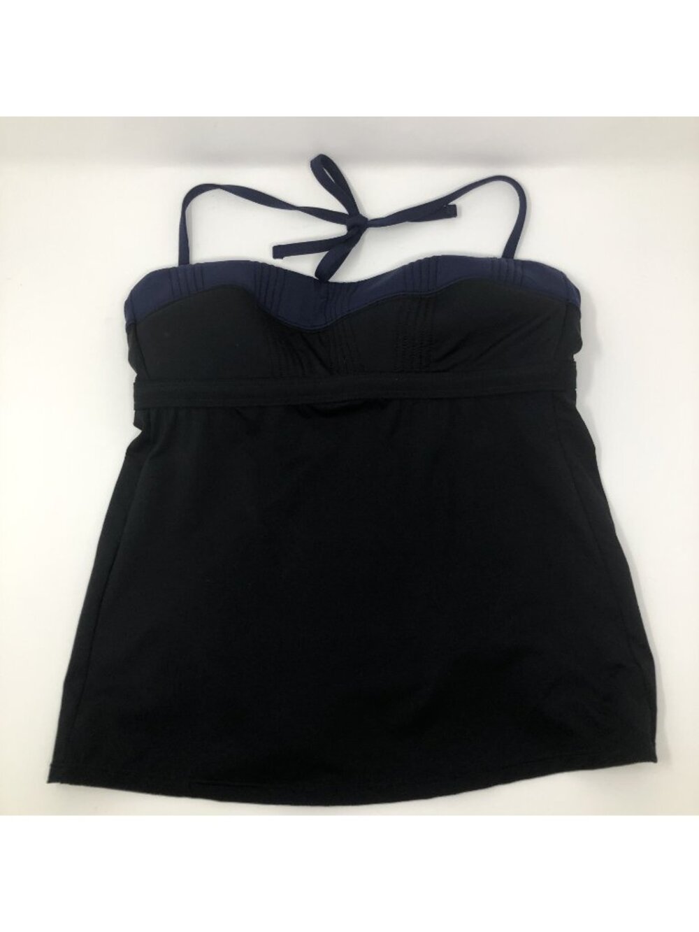 Athleta Textural Bandeau Tankini Swimsuit Top Size S Black Halter